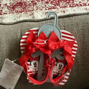 Disney Red Striped Minnie Mouse Kids Sandals